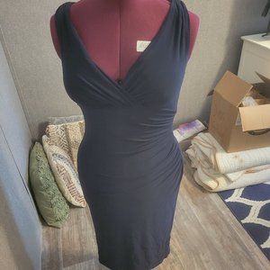Ralph Lauren Ruched Wrap Cocktail Dress Navy Size 4